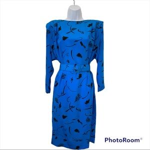 Vintage Liz Claiborne Bright Blue Wiggle Dress